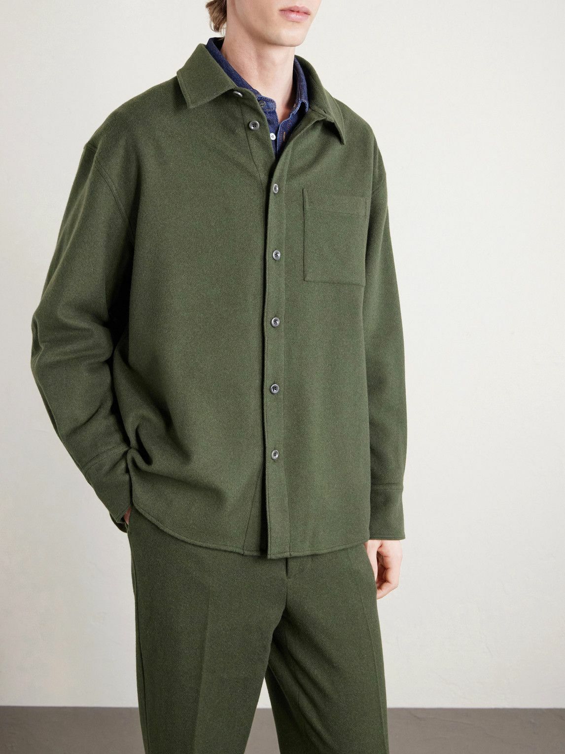 The Elder Statesman - Wool, Silk and Cashmere-Blend Overshirt - Green