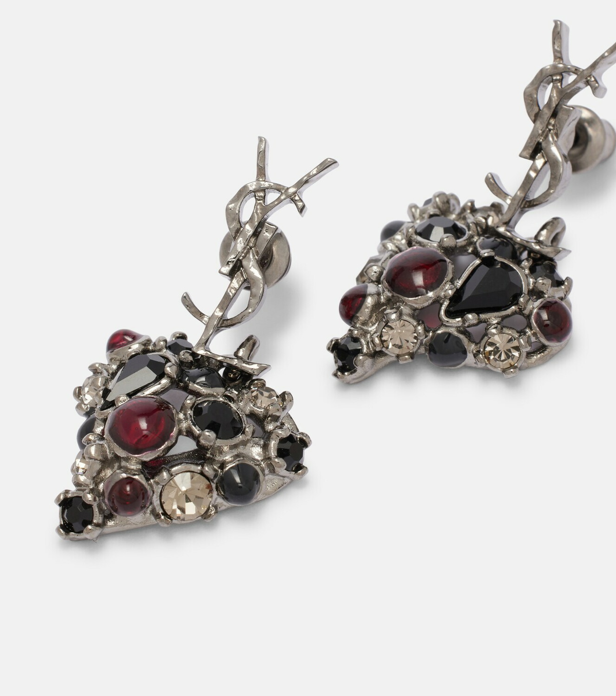 Saint Laurent Cassandre embellished drop earrings