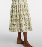 Agua by Agua Bendita Embellished printed linen midi dress