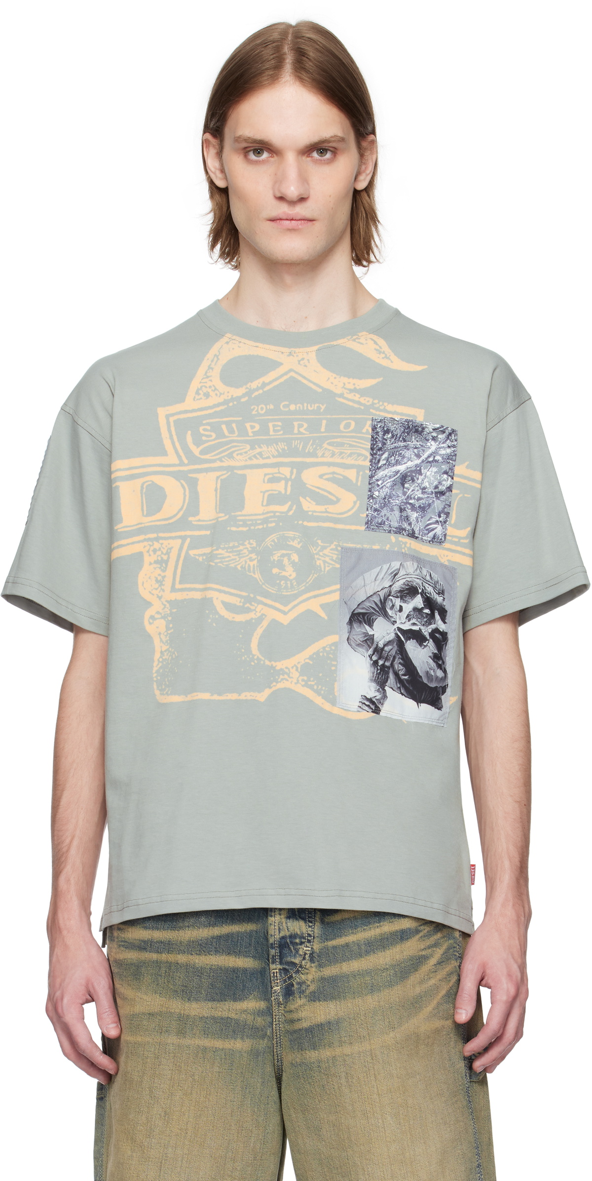 Diesel Gray T-Boxt-Slits-R8 T-shirt Diesel