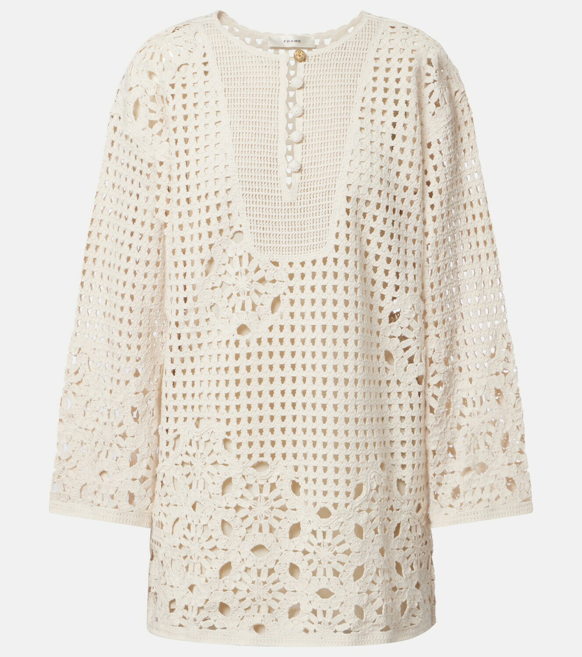 Frame The Postcard cotton crochet tunic