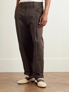 Dolce&Gabbana - Tapered Pleated Cotton-Twill Trousers - Brown