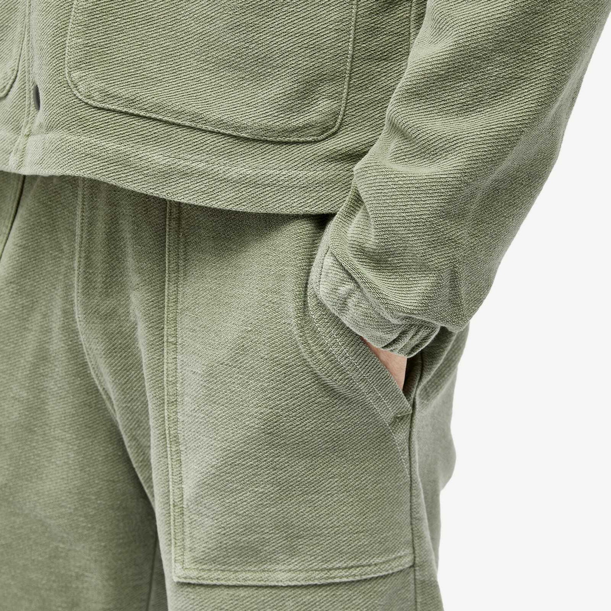 Save Khaki Men's Twill Terry Utility Sweat Shorts in Olive