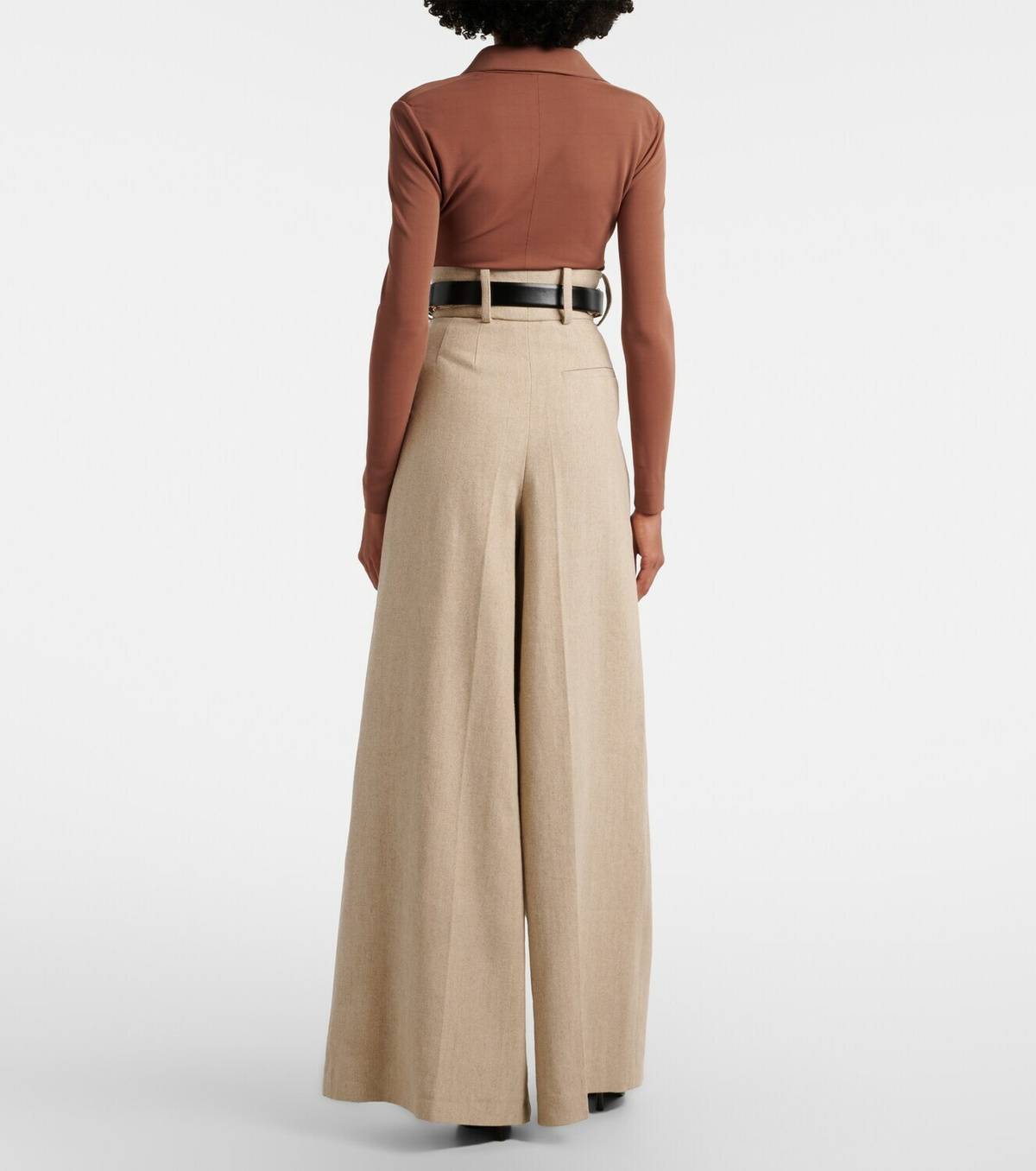 Elie Saab Linen and cotton canvas wide-leg pants