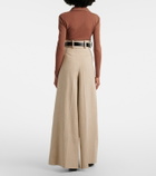 Elie Saab Linen and cotton canvas wide-leg pants