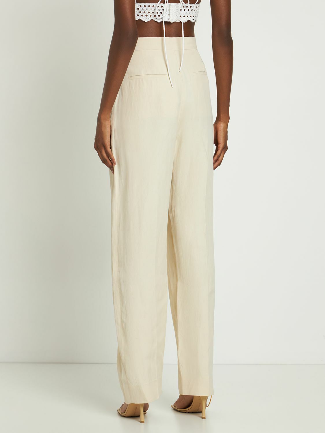 パンツ STELLA MCCARTNEY SOFT STRAIGHT-LEG PANTS IN LINEN STELLA MCCARTNEY Linen & Viscose Hi-waist Straight Pants