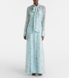 Leo Lin Lilith bow-detail floral chiffon maxi dress