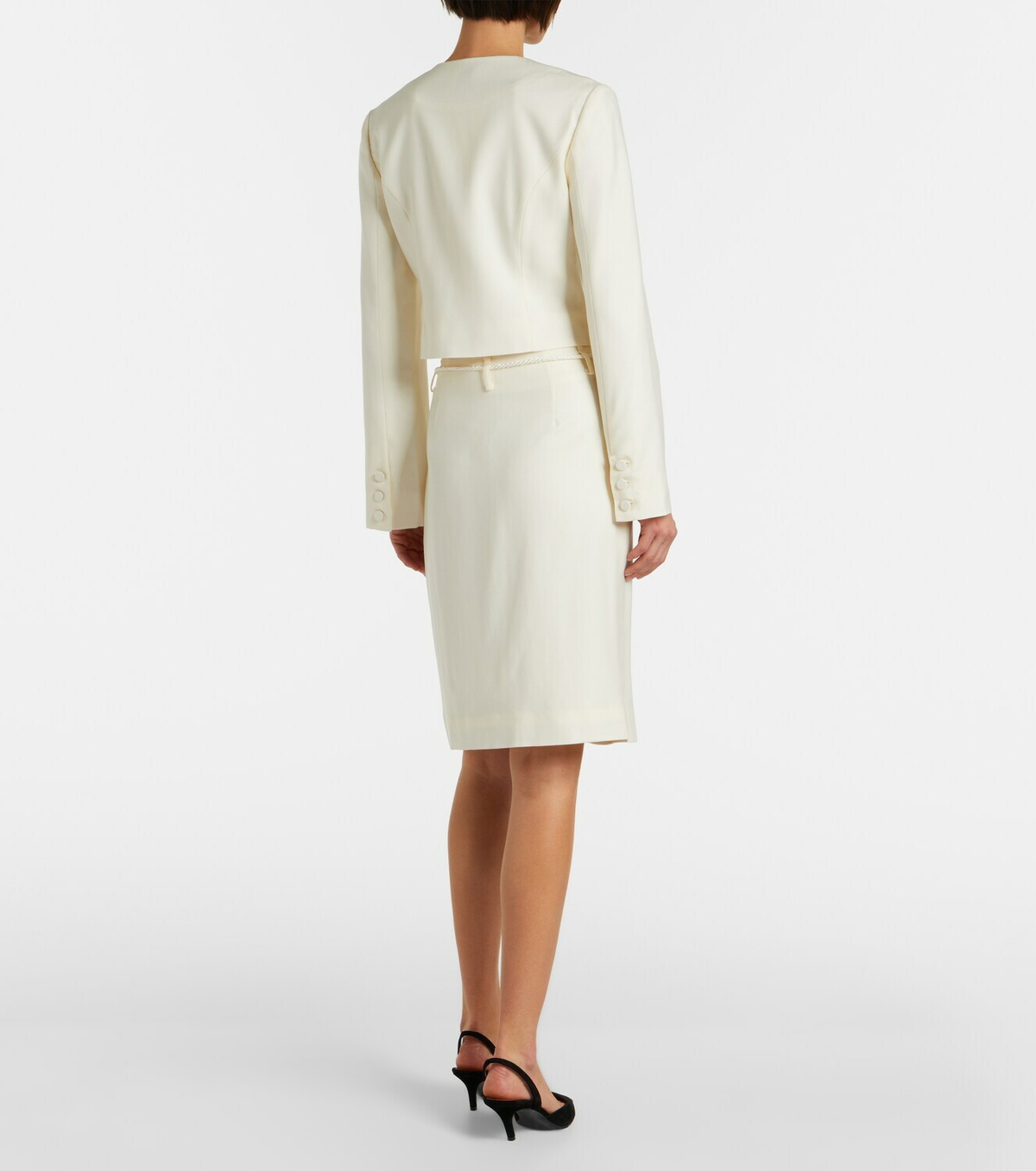 Posse Elspeth belted wool midi skirt