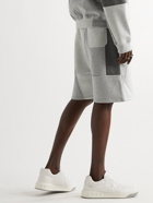 Valentino - Wide-Leg Logo-Print Panelled Jersey Shorts - Gray