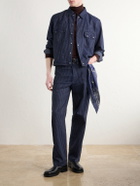 RRL - Straight-Leg Striped Cotton-Jacquard Broken-Twill Trousers - Blue