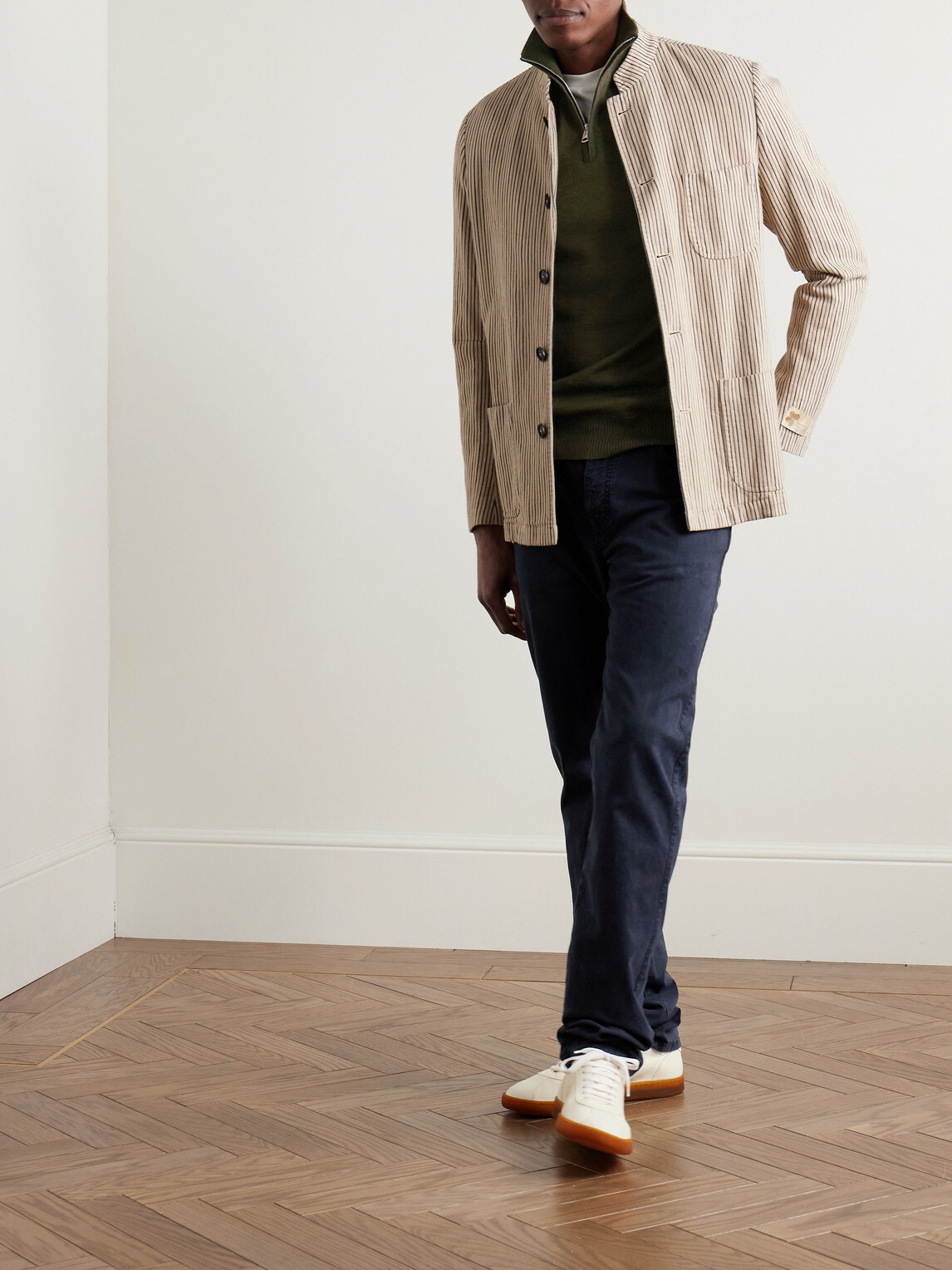 Purdey - Slim-Fit Straight-Leg Cotton-Blend Twill Trousers - Blue