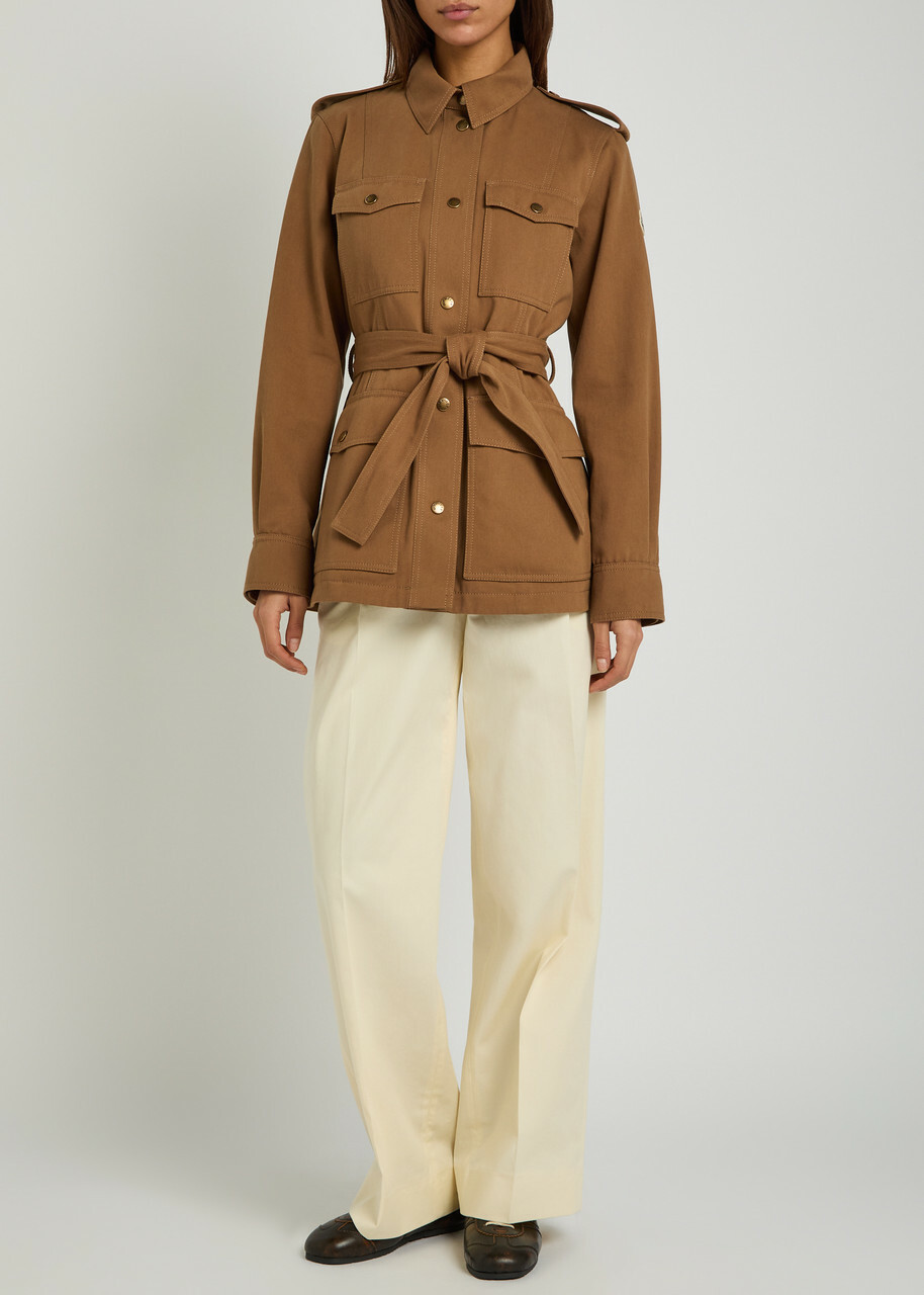 Moncler Centaurea Belted Twill Jacket Bronze
