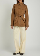 Moncler Centaurea Belted Twill Jacket Bronze