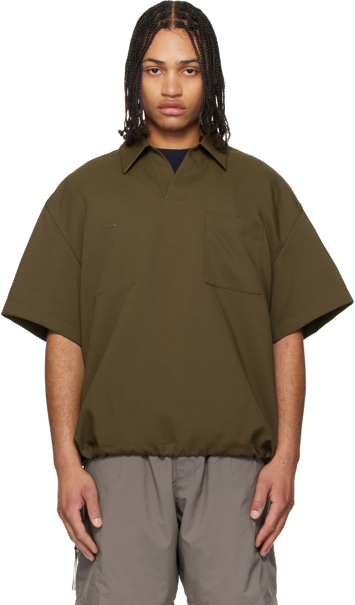 WOOYOUNGMI Khaki Twill Patch Pocket Polo