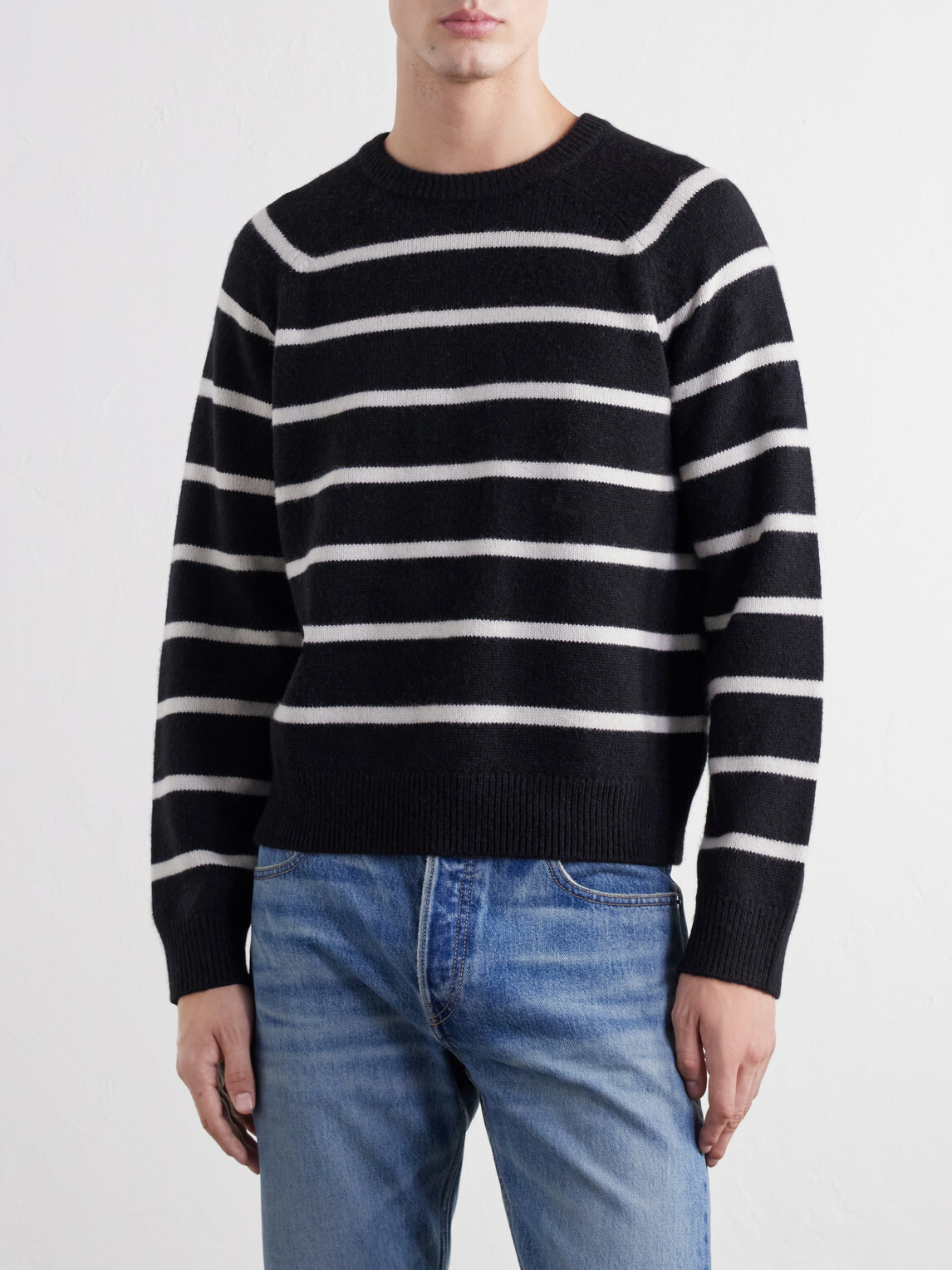 TOTEME - Striped Alpaca and Cashmere-Blend Sweater - Black