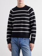 TOTEME - Striped Alpaca and Cashmere-Blend Sweater - Black