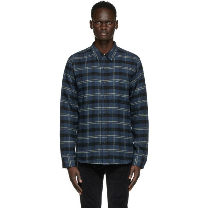 Photo: Frame Navy Check Single Pocket Shirt