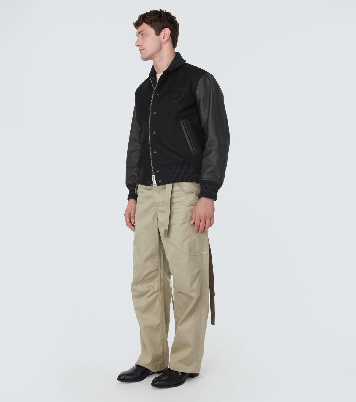 Sacai Interstellar wool and faux leather varsity jacket Sacai