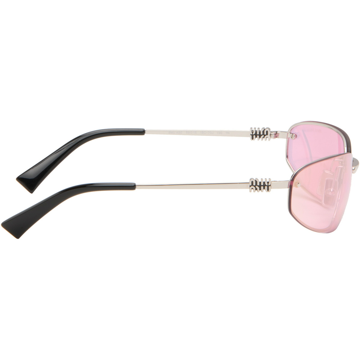 Miu Miu Eyewear Silver Rimless Metal Oval Sunglasses