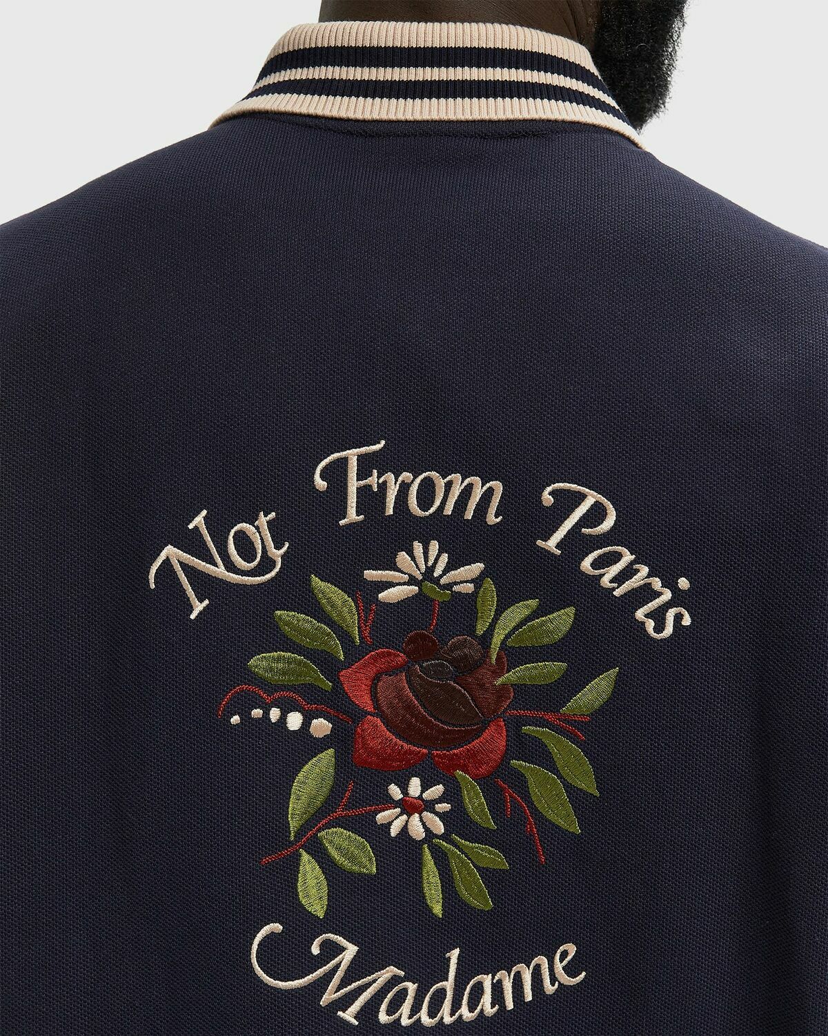 Drôle de Monsieur PiquÈe Slogan Rose Shirt Blue Mens Shortsleefe
