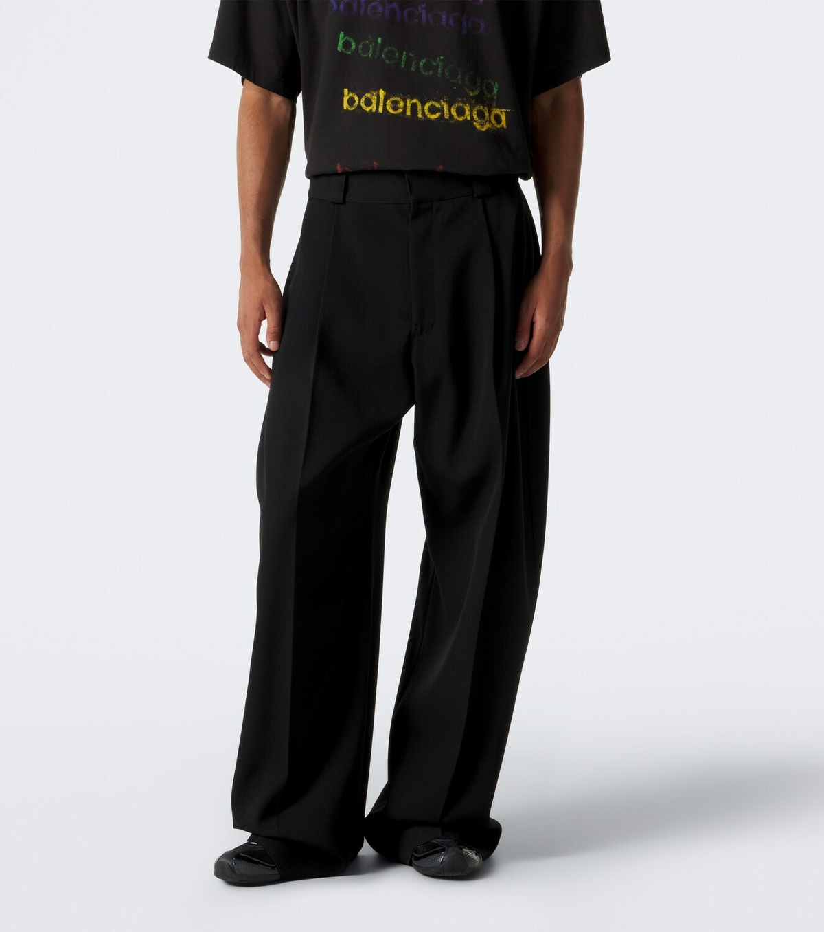 Balenciaga Wool twill barrel-leg pants