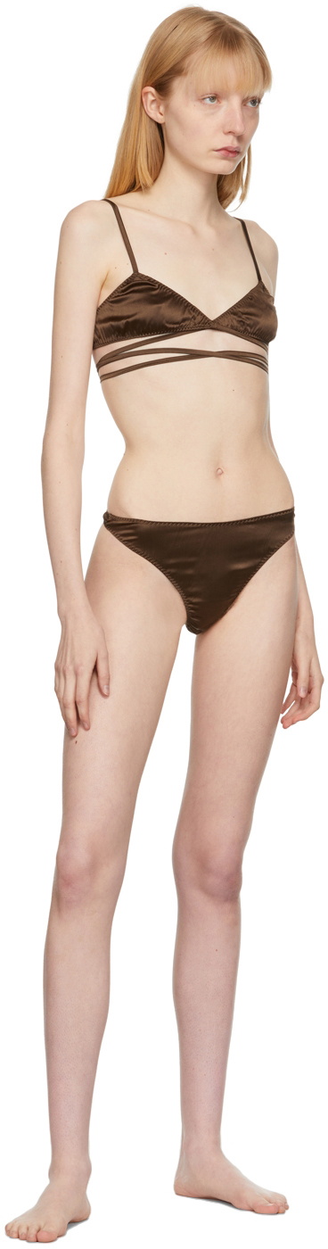 softandwet SSENSE Exclusive Brown Silk Triangle Briefs
