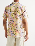 120% - Camp-Collar Floral-Print Linen Shirt - Pink