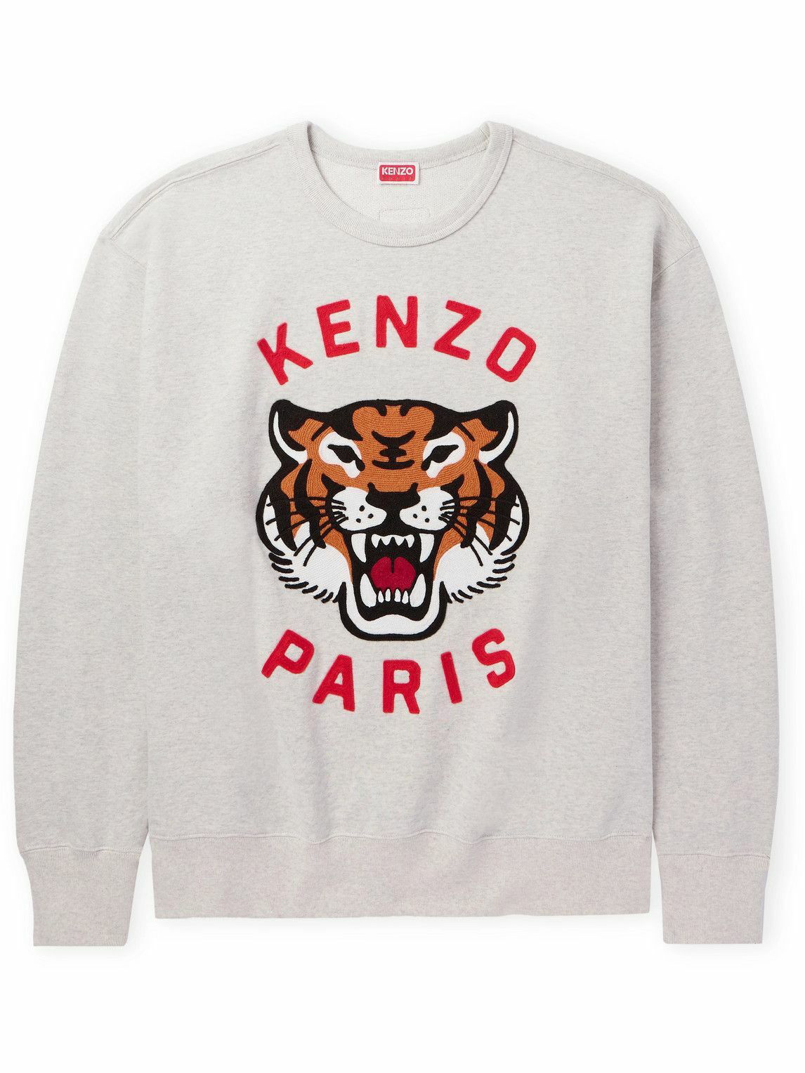 Photo: KENZO - Logo-Appliquéd Cotton-Jersey Sweatshirt - Gray