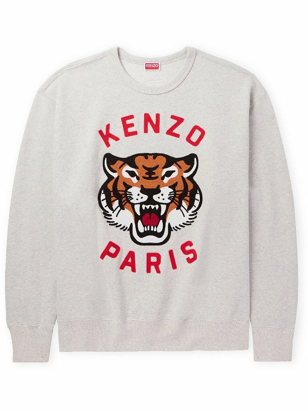 Photo: KENZO - Logo-Appliquéd Cotton-Jersey Sweatshirt - Gray