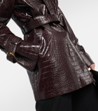 Alaïa Croc-effect faux leather jacket