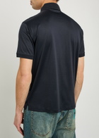 Emporio Armani Logo-embroidered Jersey Polo Shirt Navy