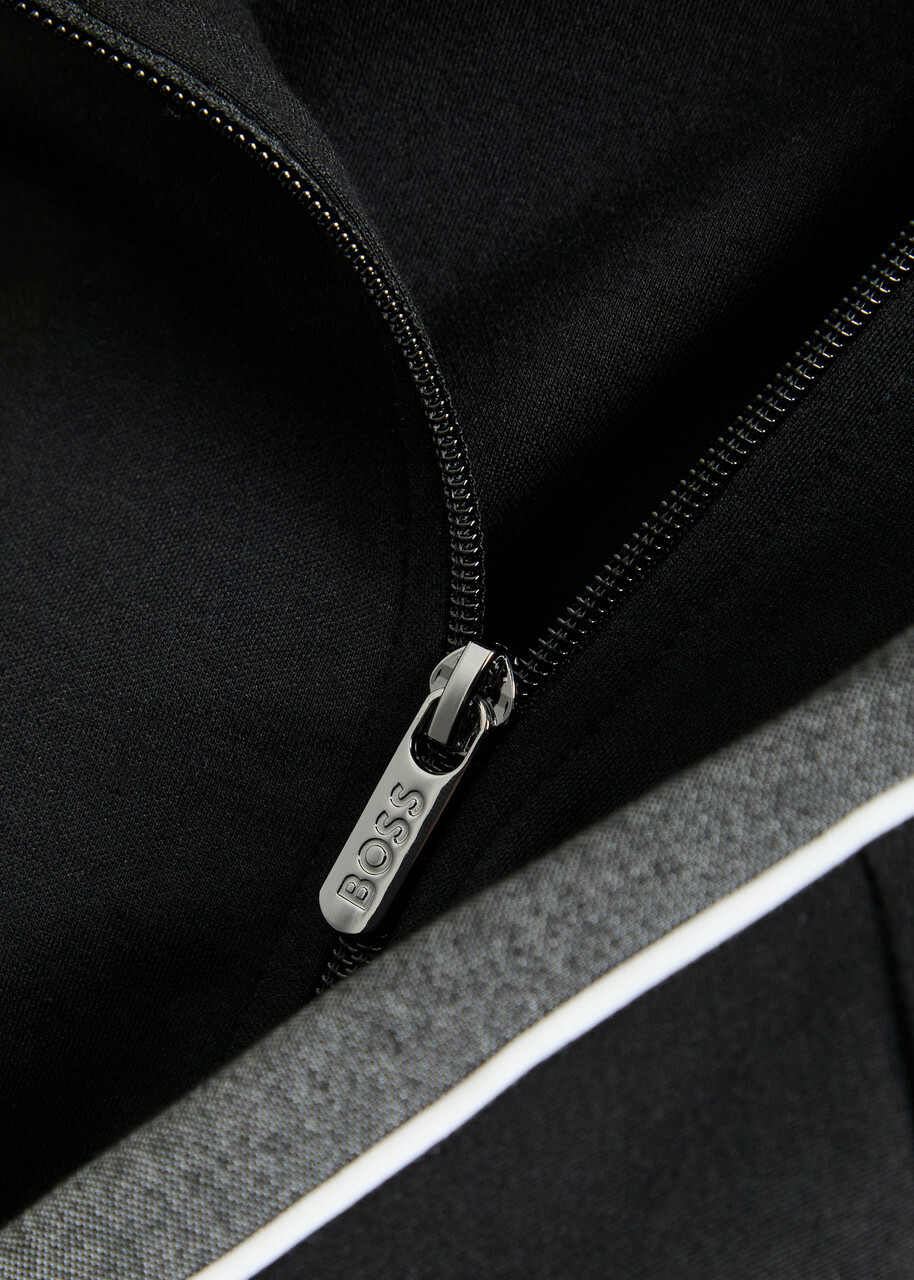 Boss Logo Panelled Cotton-blend Track Jacket Black