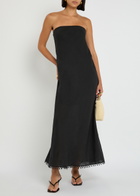 Skall Studio Victoria Strapless Linen Maxi Dress Black