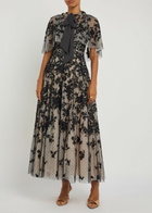 Needle & Thread Rosa Floral-embroidered Tulle Cape Black