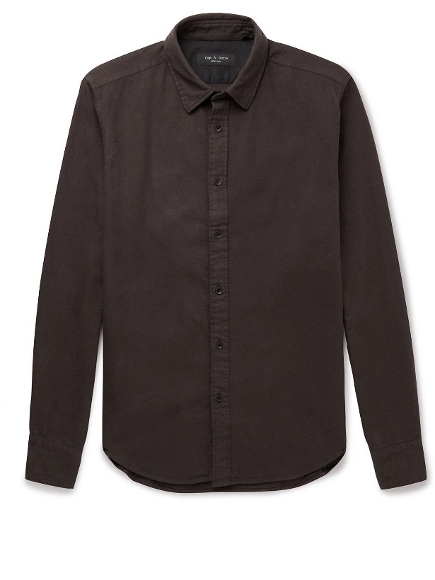 Photo: Rag & Bone - Pursuit 365 Garment-Dyed Cotton-Flannel Shirt - Brown
