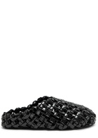 A.W.A.K.E Mode Woven Patent Leather Mules Black