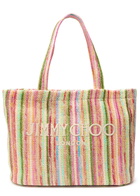 Jimmy Choo Beach Striped Raffia Tote - Green - One Size