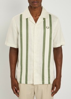 Fred Perry Striped Logo-embroidered Woven Shirt Cream