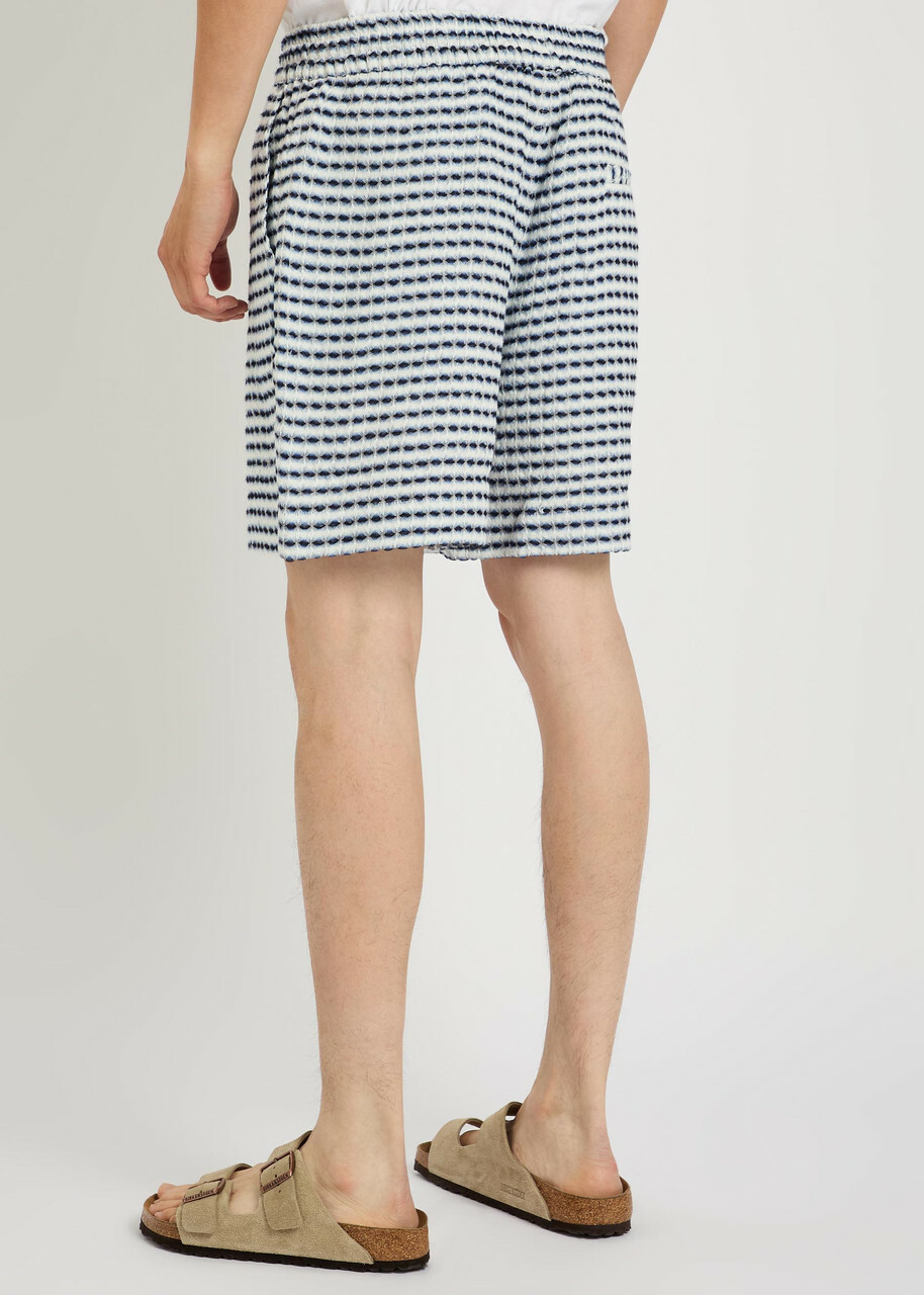 Che Riita Textured Patterned Linen Shorts Navy
