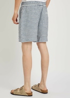 Che Riita Textured Patterned Linen Shorts Navy