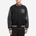 Wacko Maria Men's Type-2 Leather Varsity Jacket in Black