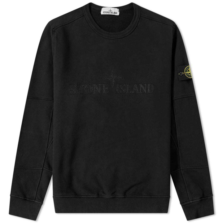 Photo: Stone Island Garment Dyed Intarsia Logo Sweat Black