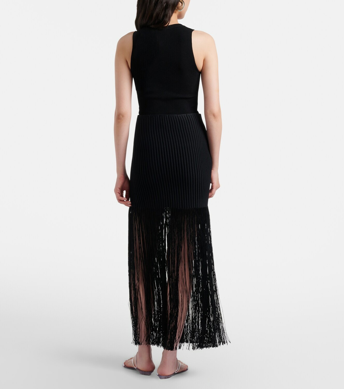 Alaïa Fringed ribbed-knit skirt