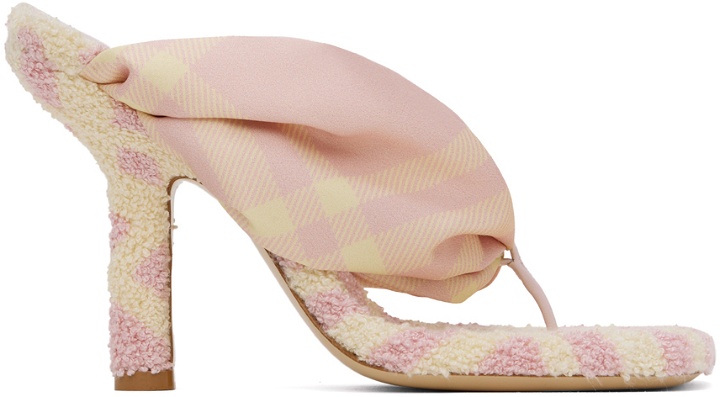 Photo: Burberry Pink & Yellow Fabric Heeled Sandals