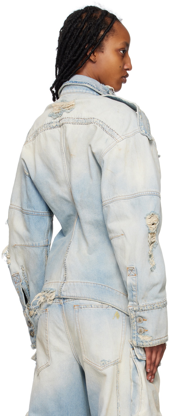 The Attico Blue Epaulets Denim Jacket The Attico