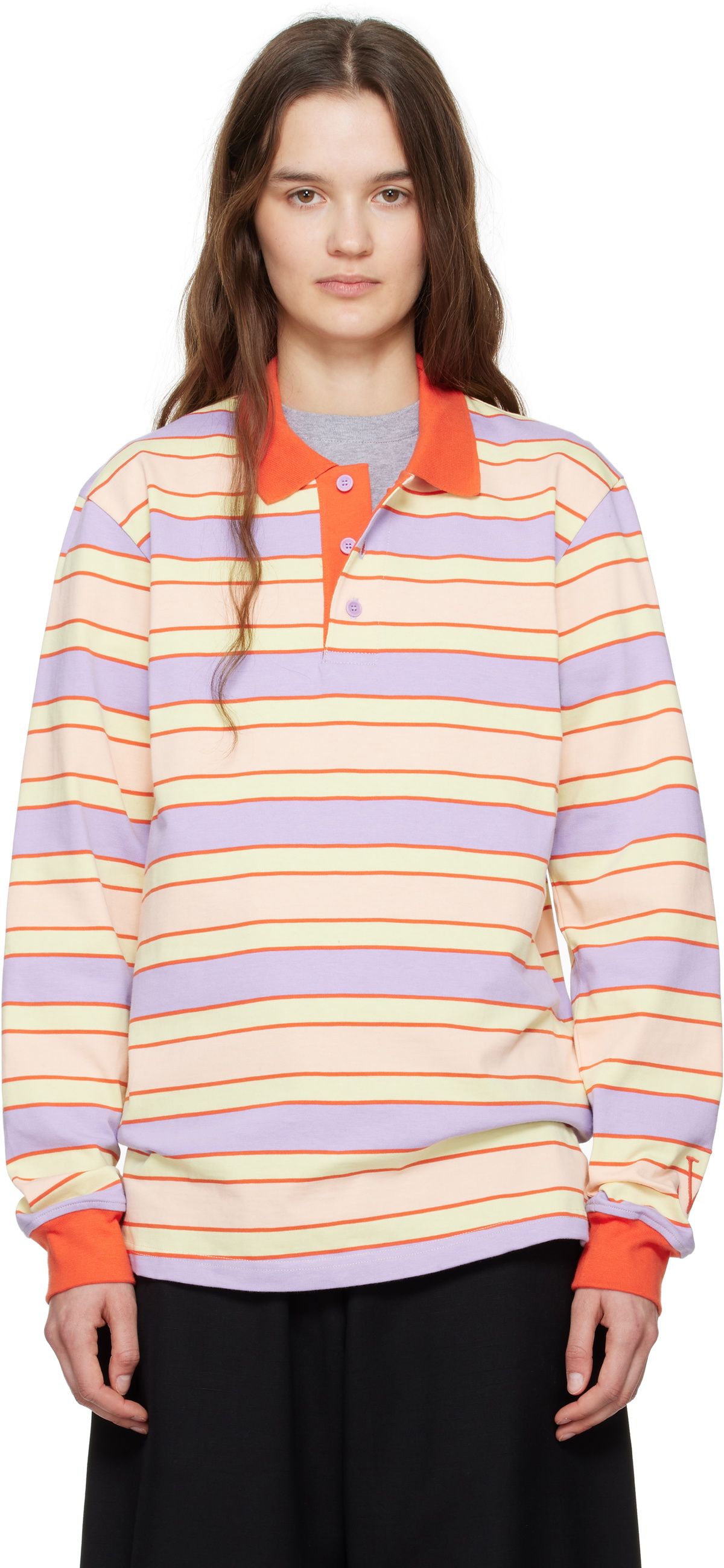 Tシャツ・カットソー J W ANDERSON CONTRAST TRIM STRIPED TOP CONTRAST TRIM STRIPED POLO TOP – JW Anderson