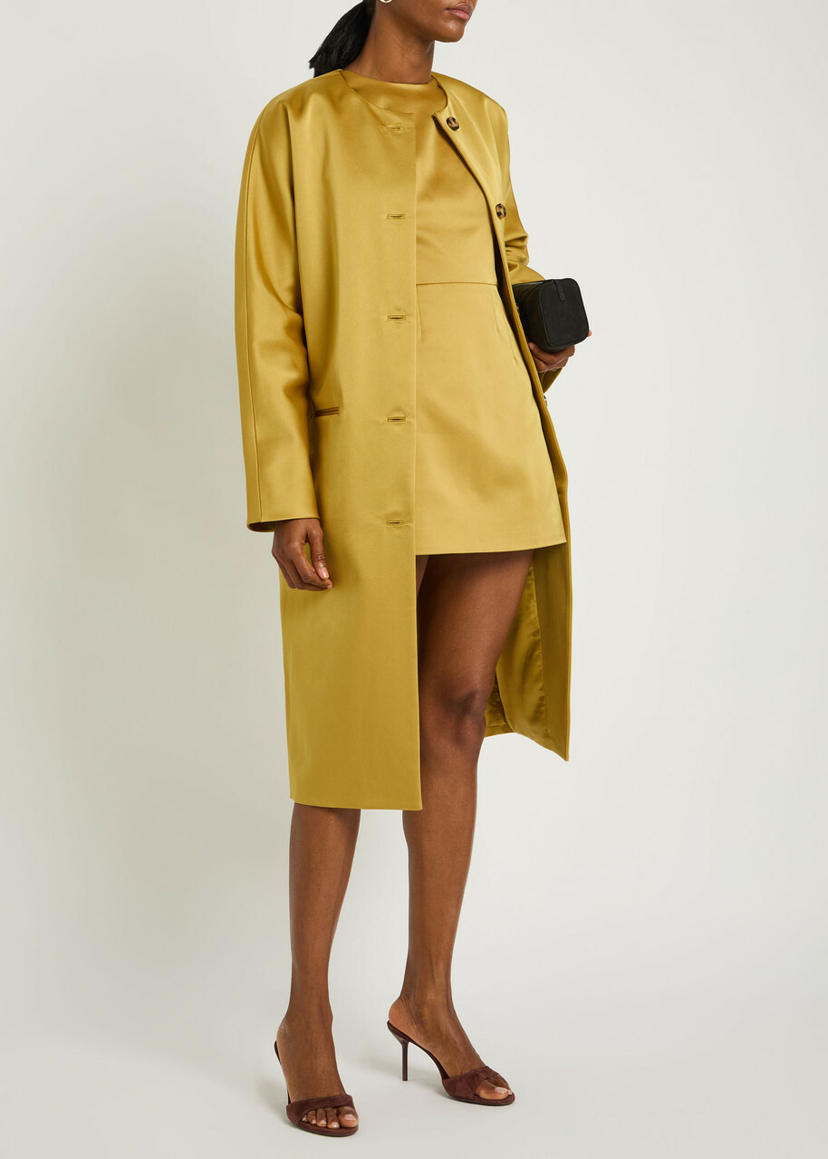 Staud Liz Satin Coat Yellow