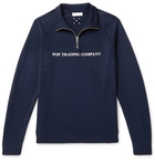 Pop Trading Company - Logo-Print Merino Wool-Blend Half-Zip Sweater - Blue