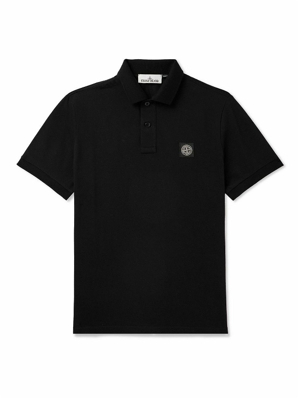 Photo: Stone Island - Logo-Appliquéd Cotton-Blend Piqué Polo Shirt - Black
