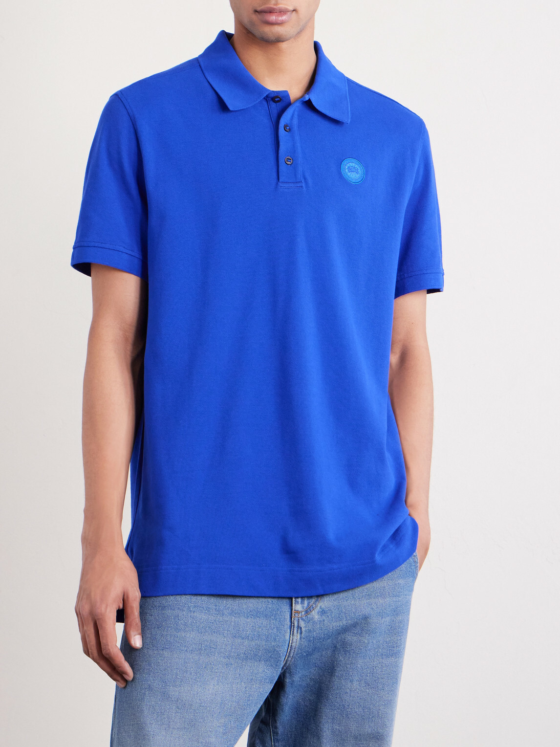 Canada Goose - Beckley Logo-Appliquéd Paneled Cotton-Piqué Polo Shirt - Blue